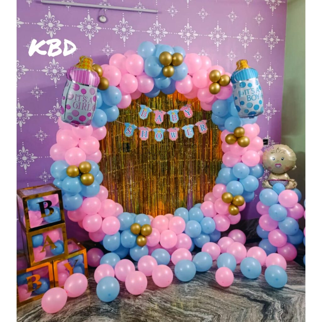 Mom to be flower and balloon decoration Kolkata