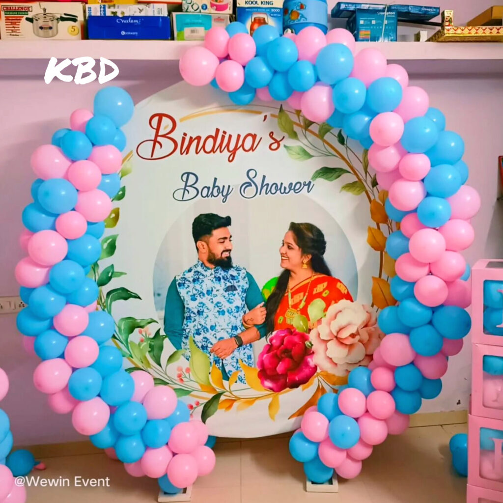 Elegant Pink & Blue Backdrop for Baby Shower Stage
