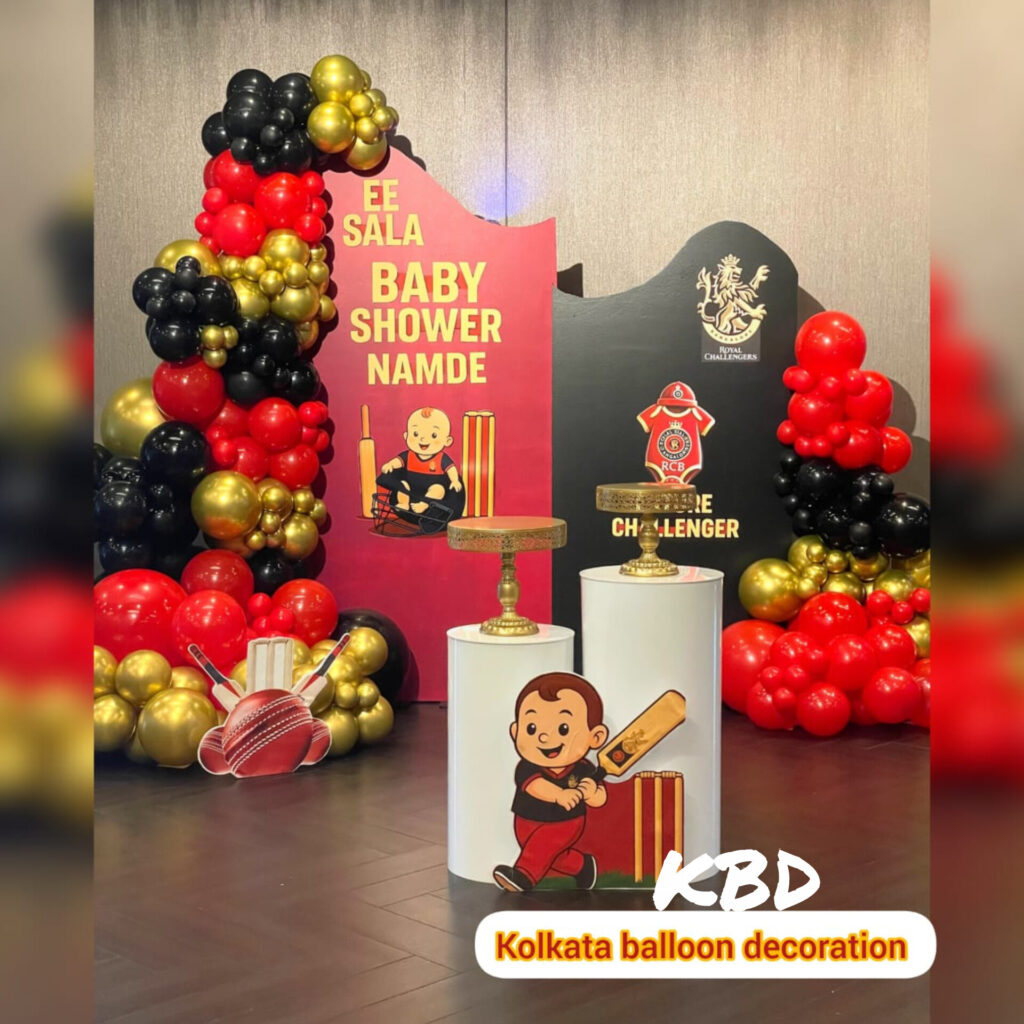 Rcb theme baby shower decoration