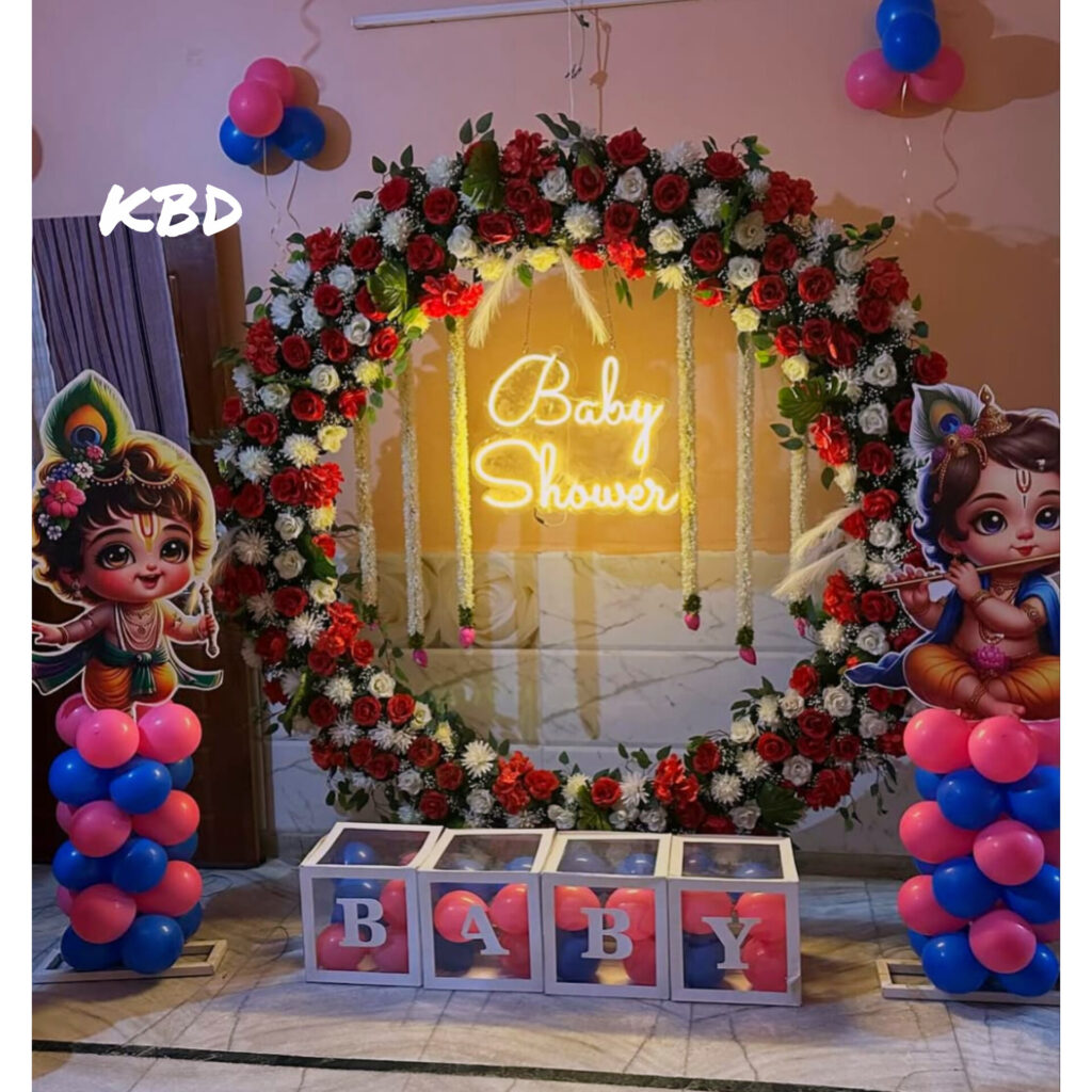 Elegant baby shower backdrop decoration in Kolkata and Howrah