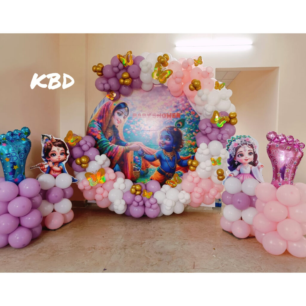 Janmashtami style baby shower decoration for mom-to-be