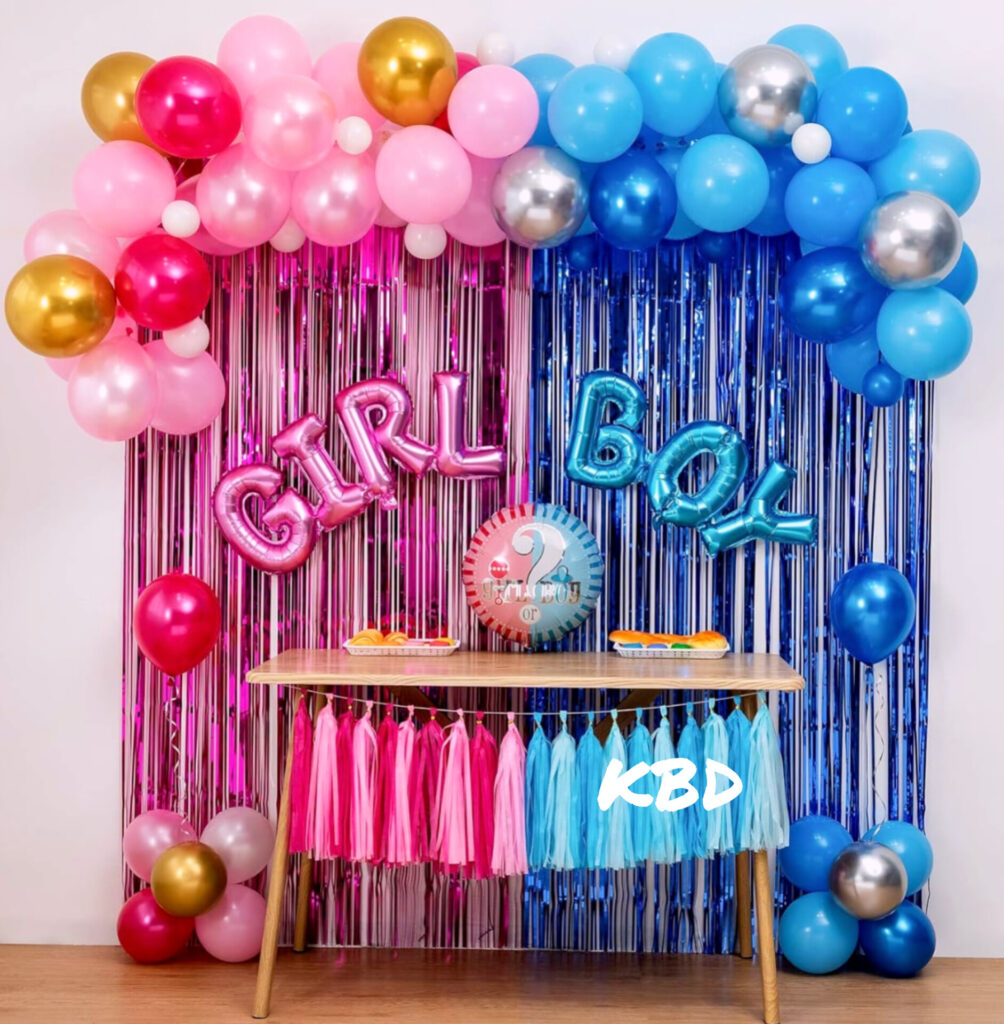 Pastel Pink & Blue Balloon Wall for Baby Shower Ceremony