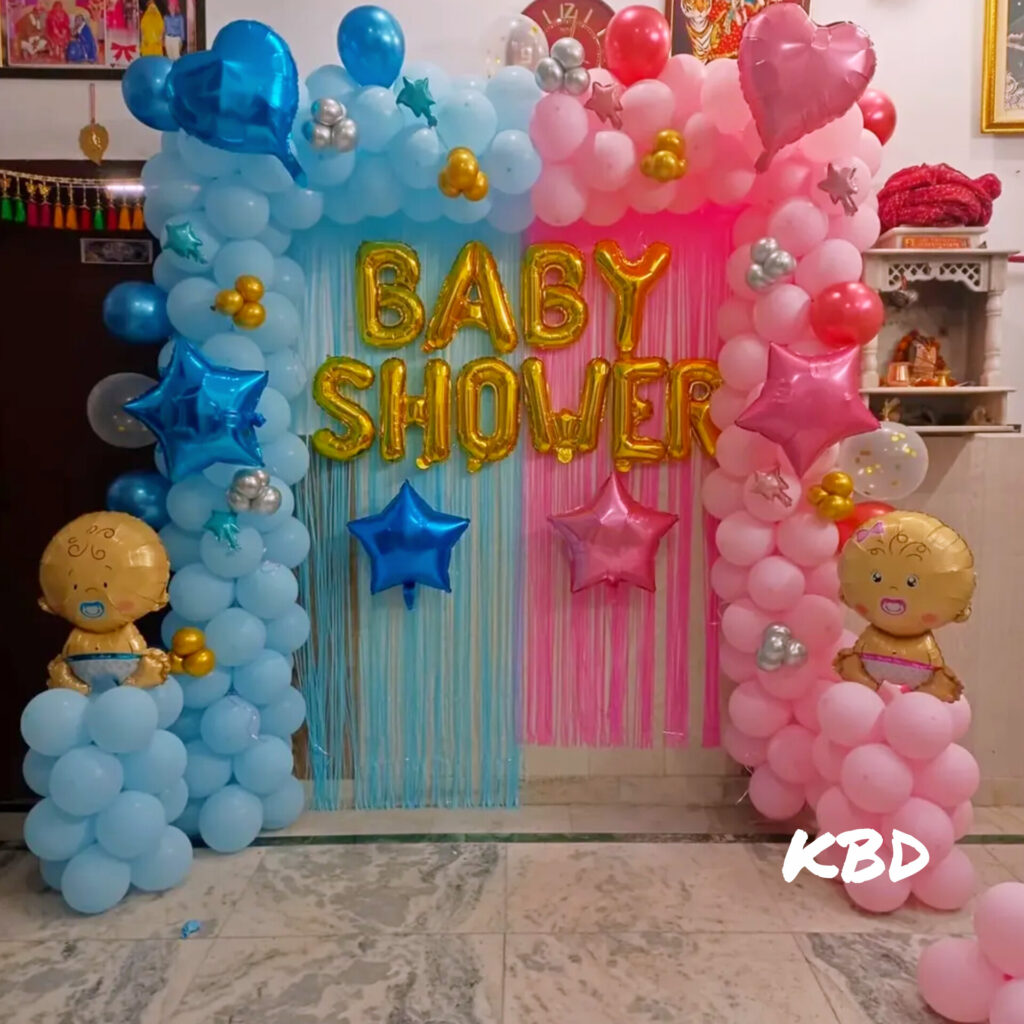 Beautiful Pink & Blue Balloon Arch for Mom-to-Be in Howrah
